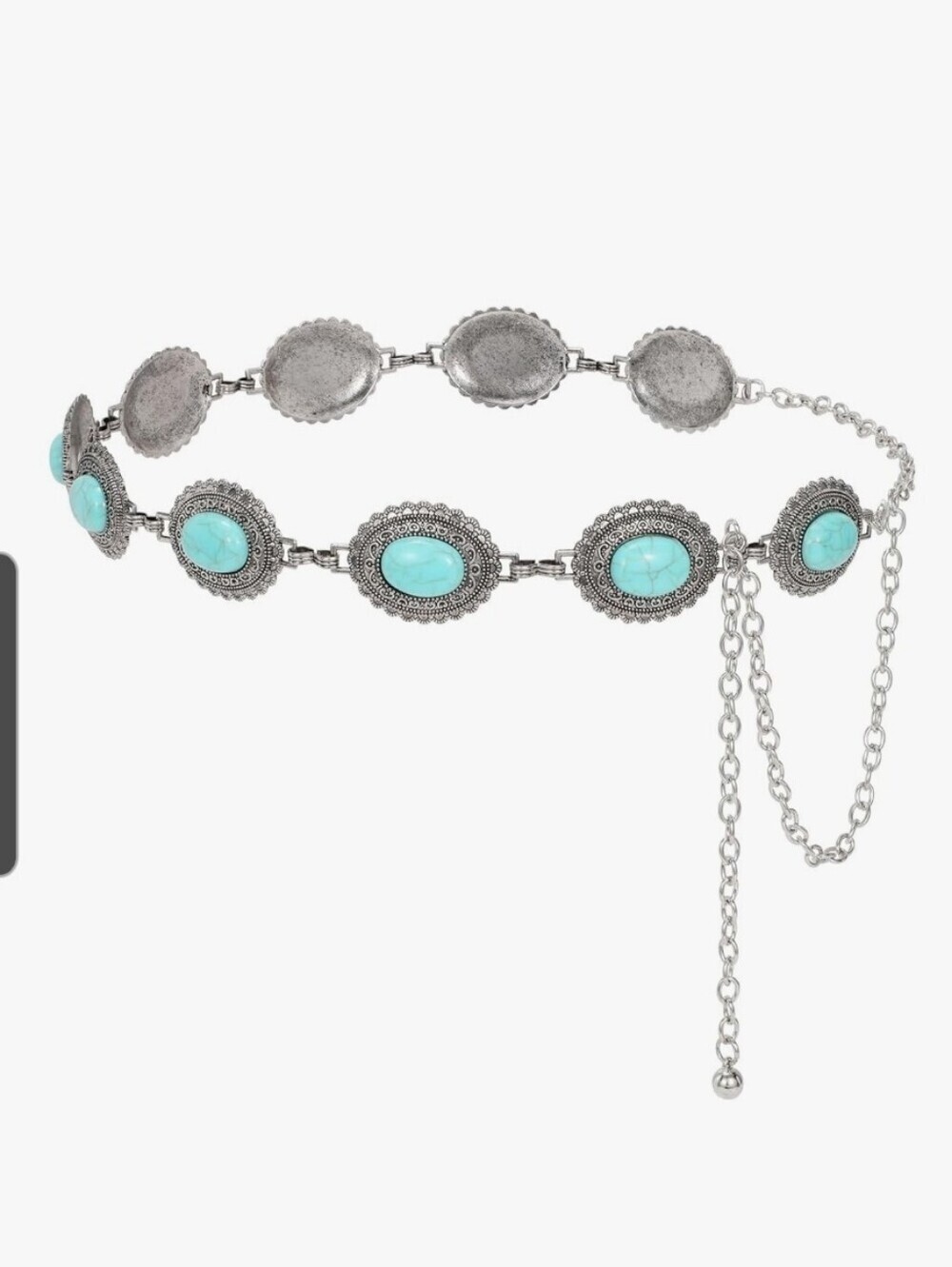 Western Boho Turquoise Concho Chain Belt